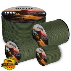 SUMISE 1000FT Paracord Rope 4mm 12 Strand Army Green