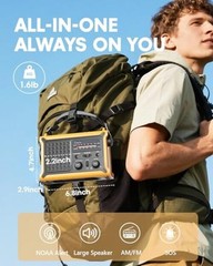 Emergency Weather Radio with Large Solar Panel, Efficient Hand Crank & Yellow