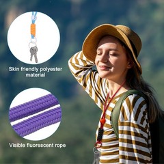 2 Pcs Paracord Lanyard Necklace, with Split Ring, for Purple & White & Green
