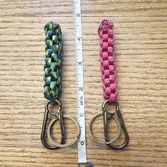 2 Pack Multicolor Paracord Keychain Bracelet Lanyards w/ Carabiner Clip 5in