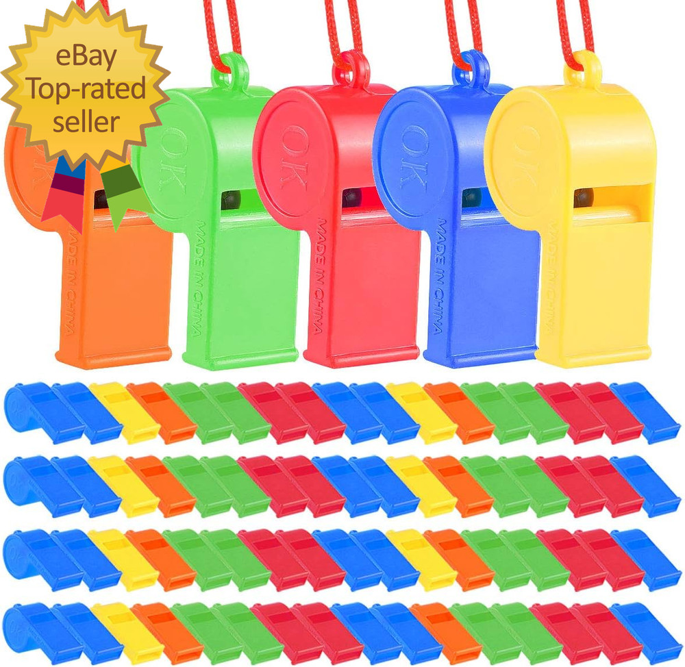 72Pcs Plastic Whistles Training Sports Whistles Loud Toys Whistles for Kids