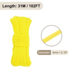 550 Paracord Rope 102ft, 4mm Thin Paracord Nylon Survival Cord Yellow