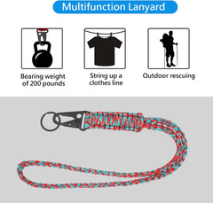 Heavy Duty Paracord Lanyard Keychain, Paracord Necklace Cell Phone Keychain Whis