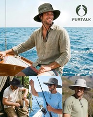FURTALK Mens Bucket Sun Hat UPF 80+ Wide Brim Hiking One Size, Dark Grey