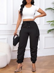 Gudasuo Cargo Pants Women Joggers Quick Dry Hiking with Small, Black