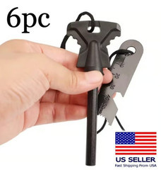 6pc Fire Starter Flint Steel Striker Survival Kit Ultimate Camping Outdoor Tool