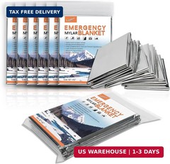 6 Pack – Large 82″ x 62″ Survival Emergency Mylar Thermal Blankets, Thermal Surv
