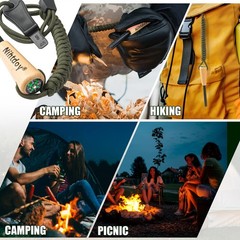 Nihtdoy Ferro Rod Fire Starter Kit Hardwood Handle Compass 16K Strikes Carbon