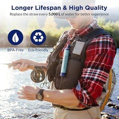 Filtro de agua tipo pajilla S1 portátil, certificado para camping y emergencia