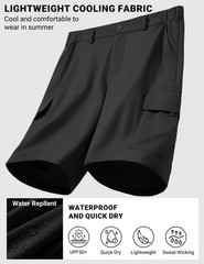 COOFANDY Mens Casual Shorts 9″ Lightweight 5 Pockets Stretch X-Large, Black
