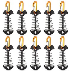TOBWOLF 10PCS Black Fishbone Deck Anchor Pegs with Carabiners,