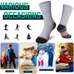 DoSmart Kids Hiking Walking Socks Boys Girls Toddlers 13-15 Years, Grey