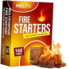 XLarge Fire Starter Cubes 160pc Long-Lasting for Kindling Charcoal Fireplace