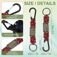 Paracord Keychain Carabiners Clip, 2Pcs& 21.7/6″ & Red Black Camouflage