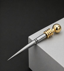 Vintage Spike Dagger Letter Opener Brass Handle Steel Blade Antique Finish Desk