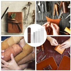 15pc Leather Sewing Needle Set, Hand Sewing Needle with Large Eye Steel Curved Tapestry Needle…