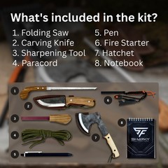 Sharky Camping Kit Bushcraft Gear Set for Hiking, Fishing, Survival, Outdoor Use
