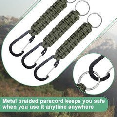 3-Pack Braided Paracord with Clips, 6.7 Inch Paracord Lanyard[Dark Green]