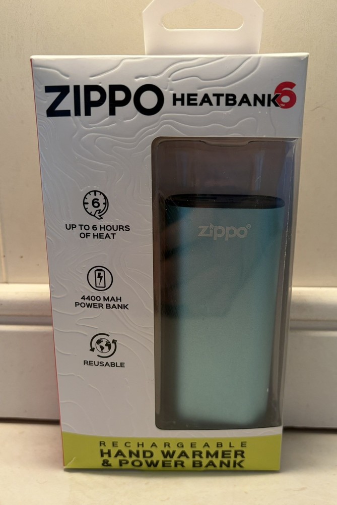 Zippo Heatbank 6 Rechargeable Hand Warmer & Power Bank USB Compatible New teal
