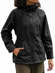 Yousify Womens Rain Jackets Lightweight Waterproof Raincoat Medium, Black