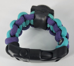 Paracord Survival Bracelet ~ Purple/Teal ~ 5.5″ ~550 Paracord ~Whistle & Compass