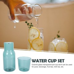 Reusable Glass Cup Kettle Kit Sky Blue Home Drinkware Elegant Design
