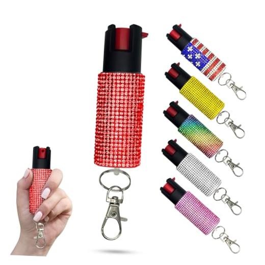 Rhinestone Pepper Spray -12Ft Range, Max Strength, UV Dye Identifier, Ruby