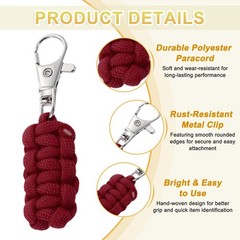 Paracord Zipper Pull, 80 mm Length for Backpacks – Cylinder (6 Pack, Wine Red)