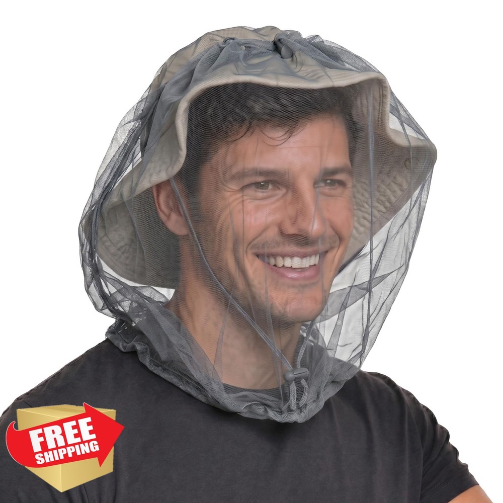 OutdoorEssentials Gray 1 Piece Mosquito Head Net Bug Face Cover