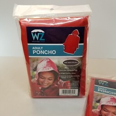 Weather Zone Two One Size Fits All Red Adult Poncho Great Emergency Item » NIP «
