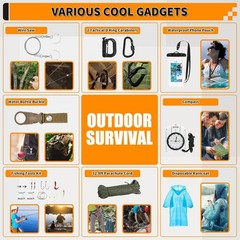 Survival Kit Emergency Gear for Car Home Camping 252 pcs First Aid Kit Outdoor