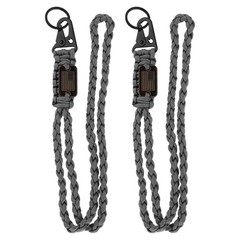 2Pcs Paracord Lanyard, Strong Lanyard with USA Flag, Grey