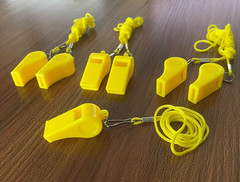 20 Pcs Plastic Loud Whistles with Lanyard for Referee Coaches Basketball Footbal