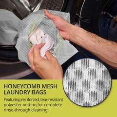 Laundry Bags, 3 Pcs Honeycomb Mesh Bags for Delicates, Medium, White