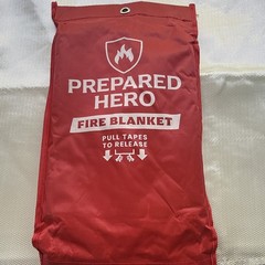 Prepared Hero Fire Blanket Woven Fiberglass Fire-Retardant 39 x 39 Red