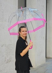 Fulton Bird Cage Umbrella, Pink Rim, Pink Rim, Walking Length, Single