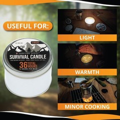 SE 3-Wick Emergency Candle, 36 Hours Long Burning Palm & Soy Wax