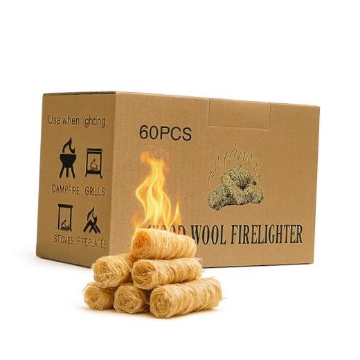 60 pcs Fire Starter – Natural Fire Starters for Campfires, 60 PSC Fire Starter