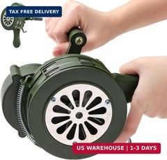 Hand Crank Siren Horn, Emergency Warning, 110 DB, Portable, Green | Loud Emergen