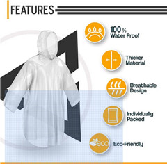 Rain Poncho with Hood 6 Pack Emergency,One Size Fits Most,Compact,Disposable