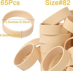 Rubber Bands Size#82 Beige 65 Pieces Heavy Duty Wide Strong Elastic