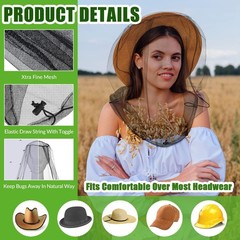 4 Pack Mosquito Bug Net Mesh Head Mosquito Net Face Fly Netting Hood