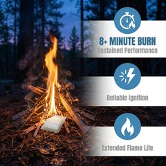 Instant Fire Starter 100 Pack – Waterproof, 8+ Minute Burn for Campfires &
