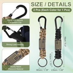 Paracord Keychain Carabiners Clip, 4Pcs& 21.7/6″ & Black/Desert Camouflage