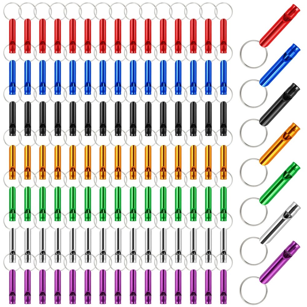 150 Pcs Waterproof Emergency Whistles Keychain Set, Bulk Aluminum Alloy Extra…