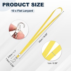 For 10 Pieces 16.9″ Polyester Laces with Office Carabiner, Yellow