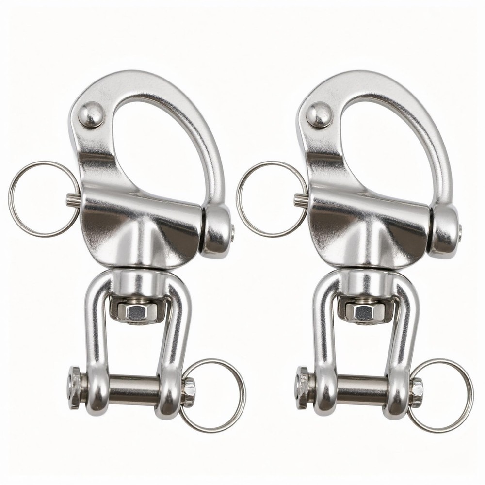2 PCS Swivel Jaw Snap Shackle 316 Stainless Steel Quick Release Sailboat
