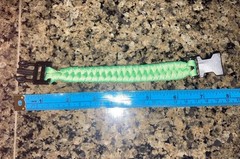 550 Paracord Bracelet, S (4.5”-7”) Hand crafted Green fishtail design