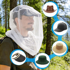 2 Pack Mosquito Head Net Mesh, Fits All Hats for Men & Women,White | Bug Face Ne