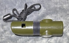 7in1 Camping Survival Whistle Compass Thermometer LED Flashlight Fire Magnifier